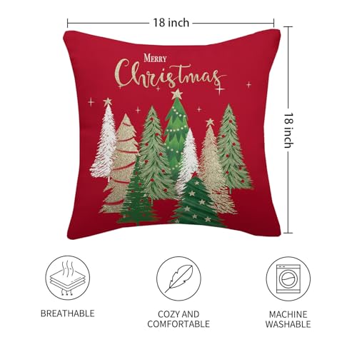 AELUTYSH Red Christmas Pillow Covers 18x18 Inch Set of 2 - Holiday Velvet Decor