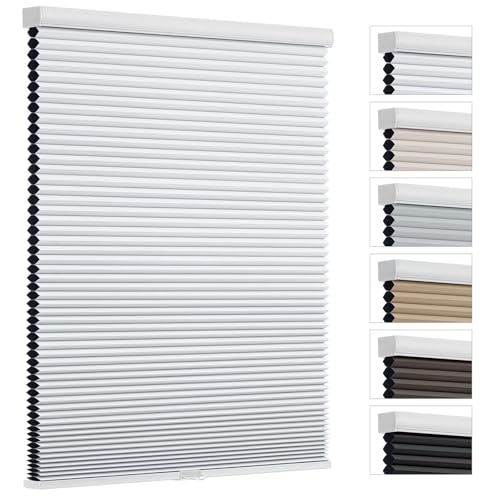 Cordless Blackout Cellular Shades - Room Darkening Honeycomb Blinds 34" W x 64" H