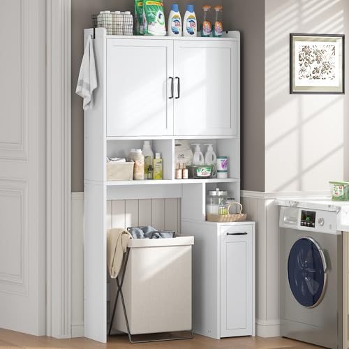 Over-the-Toilet Storage Cabinet with Adjustable Shelves and Casters