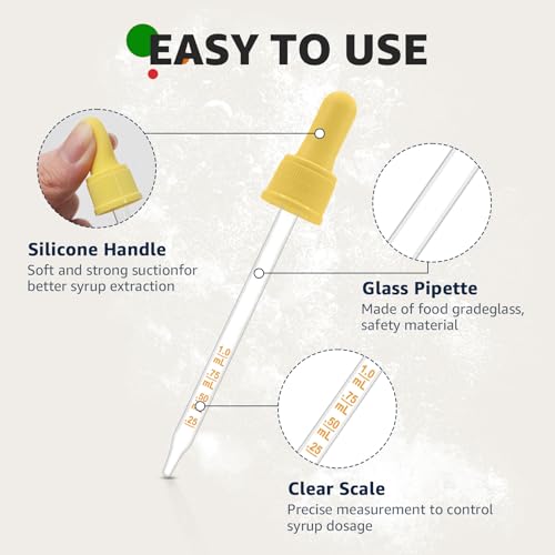Glass Dropper Pipettes for Flavor Drops, 6-Piece Set with Accurate Scale