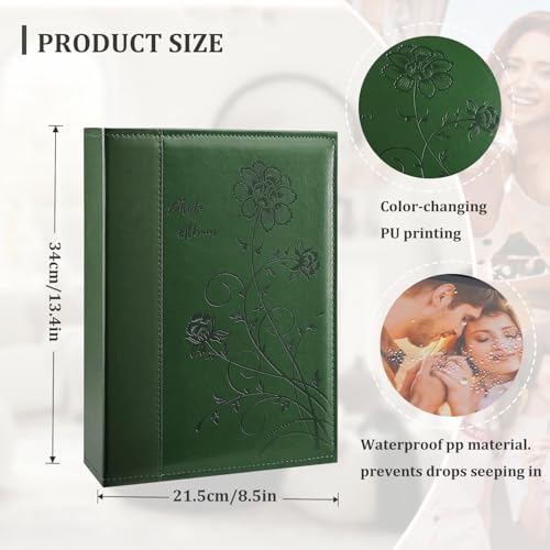 Large Leather Photo Album for 300 4x6 Photos - Dark Green