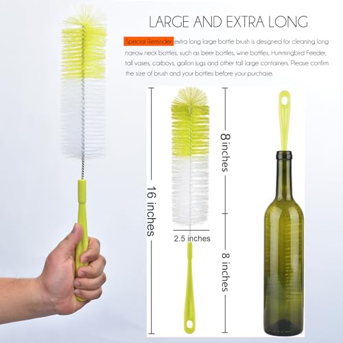 16-Inch Extra Long Bottle Brush Cleaner for Narrow Neck Water & Wine Bottles