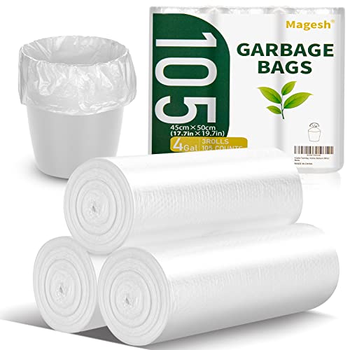 4 Gallon Small Garbage Bags Unscented Clear Trash Can Liners - 105 Count