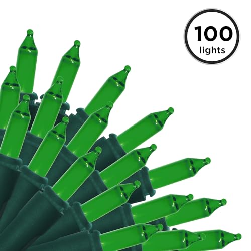 100 Count Green String Lights for Indoor & Outdoor Christmas & Holiday Decor
