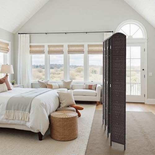 8-Panel Room Divider, 6ft Tall Folding Privacy Screen in Dark Mocha