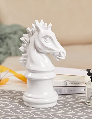 NENBOLEC White Chess Knight Statue 10 Inch Modern Home Decor