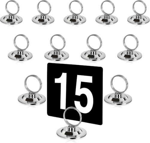 1.5-Inch Silver Metal Ring-Clip Table Number Holders, Set of 12