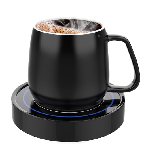 Dimux Blue Light Coffee Warmer with Mug Set - Electric Desk Beverage Warmer, Auto Shut Off, 12oz