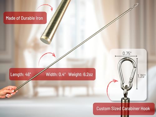 46-Inch Iron Curtain Pull Wand - Heavy Duty Drapery Rod, 4 Pack