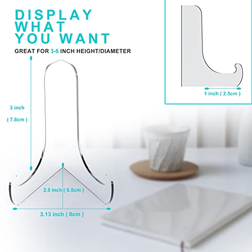 3-Inch Clear Acrylic Display Stand, 60-Degree Angled Easel Holder (2-Pack)