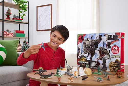 Mattel Jurassic World Rebirth Advent Calendar – 24 Dinosaur Surprises, 18 Mini Dinos & 4 Environment Pieces