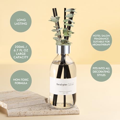 Eucalyptus Reed Diffuser Set with Reeds - 6.7 oz Long-Lasting Home Fragrance
