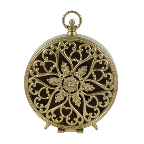 Gold Round Table Clock, Silent Non-Ticking Decorative Desk Shelf Clock