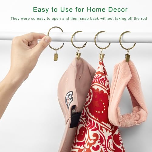Openable Curtain Rings with Clips, 1.26-inch Bronze Drapery Rings, Set of 36