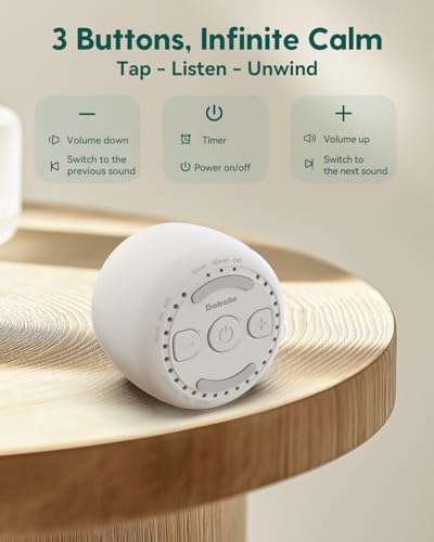Portable Mini White Noise Machine for Travel - 15 Sounds & Auto Timer