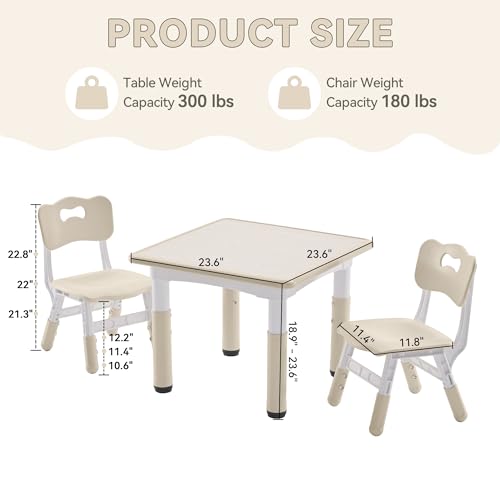 Adjustable Kids Study Table and 2 Chairs Set - Graffiti Art Activity Desk