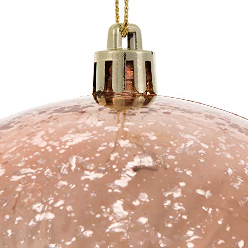 Vickerman 4.75" Christmas Ornament Ball, Rose Gold Shiny Mercury Finish, Shatterproof Plastic, Holiday Christmas Tree Decoration, 4 Pack