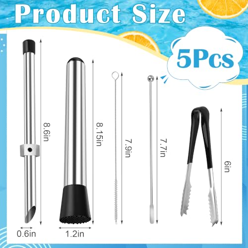 Stainless Steel Drink Straw Hole Puncher Set with Muddler and Accessories