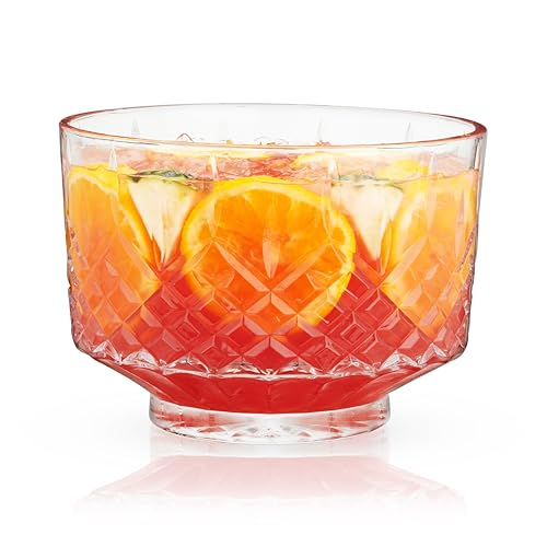 Large Crystal Punch Bowl - 2.5 Gallon Vintage Style Glass Serving Bowl