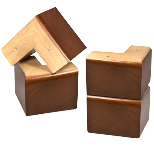 Solid Wood L-Shaped Furniture Legs & Bed Risers for Sofa & Cabinet - 4 Pack