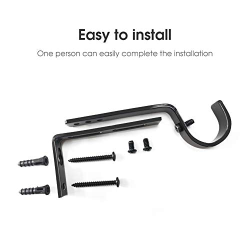 Adjustable Heavy Duty Curtain Rod Brackets - Fits 1-Inch Rods, Set of 3