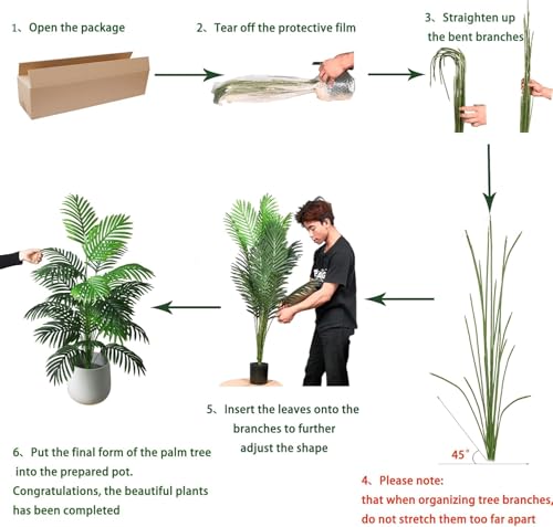 Large Artificial Palm Trees - 4ft Fake Tropical Plants (2pcs)