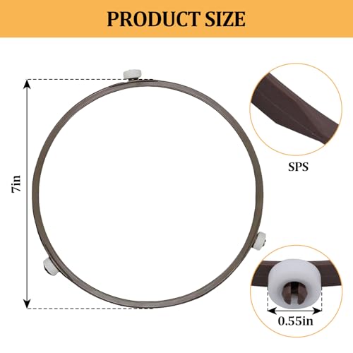 7-Inch Microwave Turntable Ring Replacement with 3 Smooth Rollers
