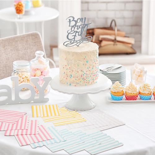 Tenceur 100 Pcs Summer Pastel Cocktail Paper Napkins with Scalloped Edges - Four Colors