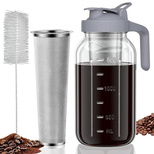 Cold Brew Coffee Maker 64 oz Glass Pitcher with Stainless Steel Filter
