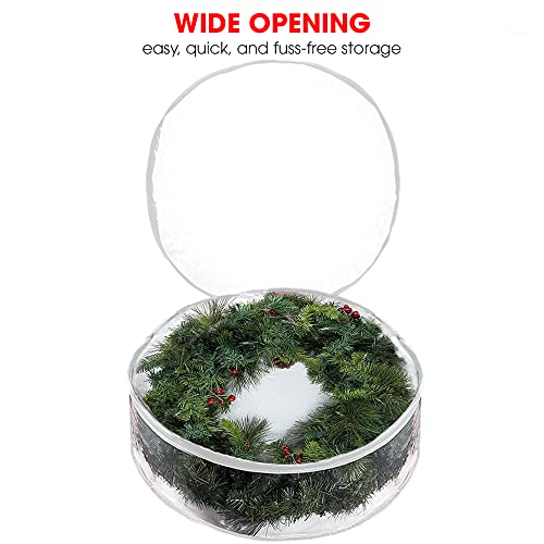 36-Inch Christmas Wreath Storage Bag 2-Pack Clear PVC Container