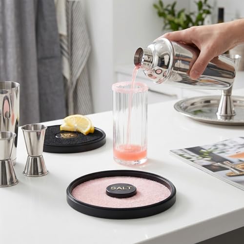 Mingting 3-Tier Black Margarita Salt Rimmer Set with Lid, Stackable Cocktail Garnish Organizer