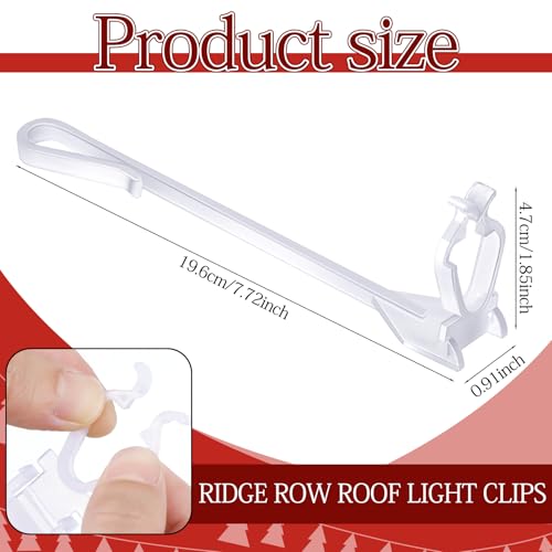 Glooglitter 200 Pcs Clear Ridge Light Clips for Christmas Roof Decorations