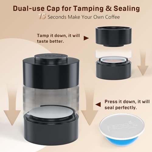 Reusable Coffee Pod Refill Kit with 100 Aluminum Foil Seals & Holder