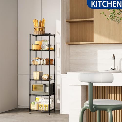 6-Tier Steel Wire Storage Rack Adjustable Shelving Unit Black