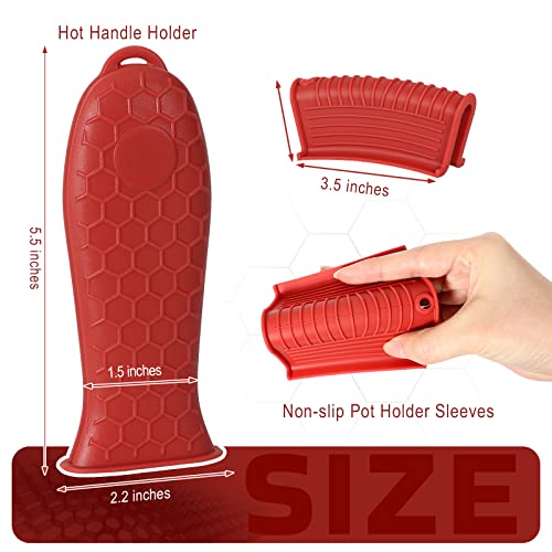 Joyhalo 6 Pack Cast Iron Handle Covers - Heat-Resistant Silicone, Non-Slip, Wine Handle Cover Set