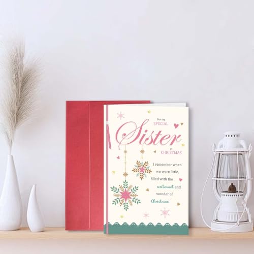 Sister Merry Christmas Card - Sister Edition with Red Envelope (8x5.3in) by hvdler