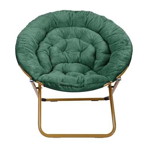 Oversized Foldable Saucer Chair, Plush Faux Fur Moon Chair for Small Spaces