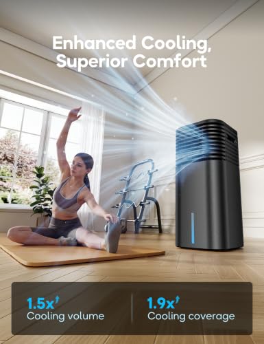 Portable Evaporative Air Cooler 24.3-Inch Bladeless Fan with Remote Control