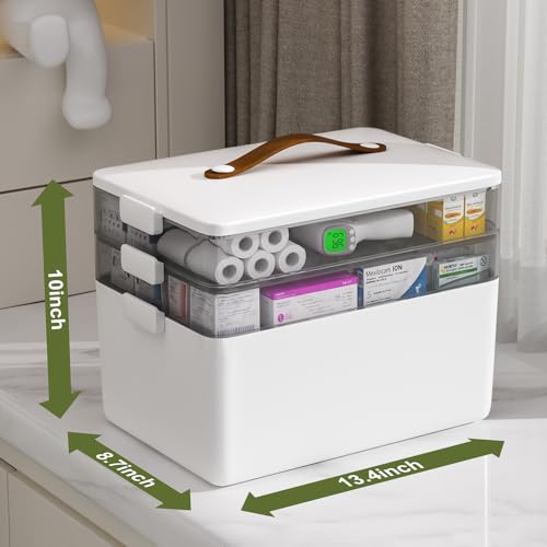 3-Tier Portable Medicine Storage Box, First Aid Organizer with Handle