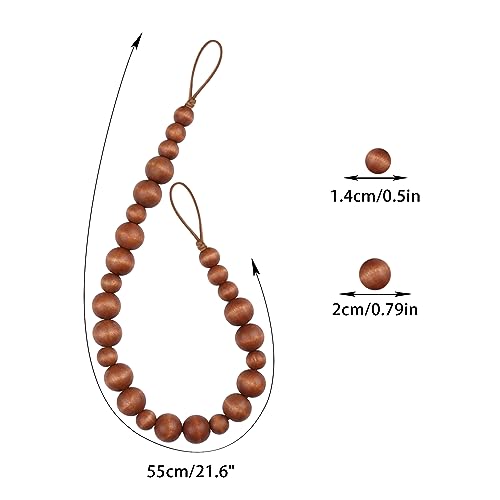 2 Pieces Wood Bead Curtain Tiebacks, Bohemian Style Drape Holdbacks