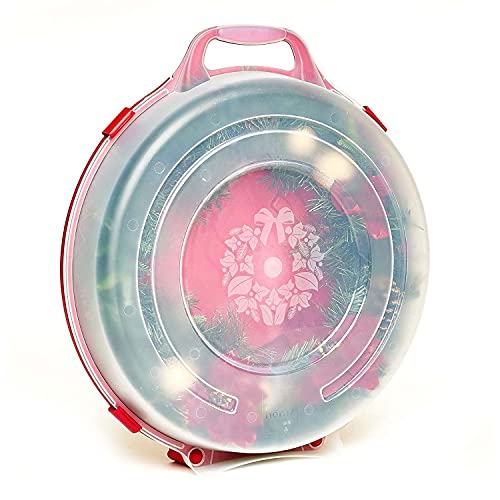 24-Inch Holiday Wreath Storage Box with Secure Latches and Handle