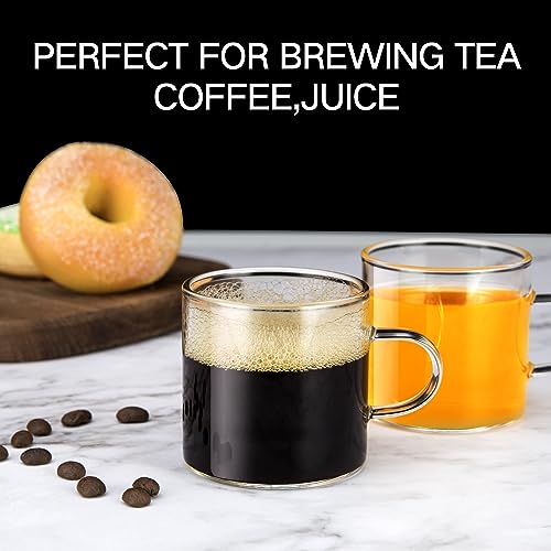YMMIND 4-Pack 4oz Glass Espresso Cups with Handles, Microwave & Dishwasher Safe