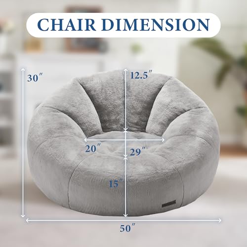 Oversized Donut Bean Bag Chair for Adults, Plush Faux Fur Lounger