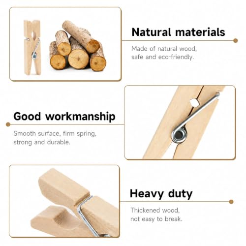 100Pcs 1.4-Inch Mini Wooden Clothespins with 328ft Jute Twine for Photo Display