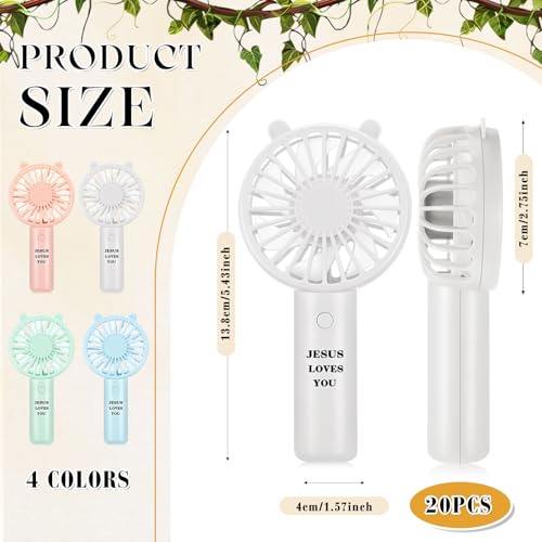 Jesus Loves You Mini Church Handheld Fan Bulk - 20 Portable Religious Fans