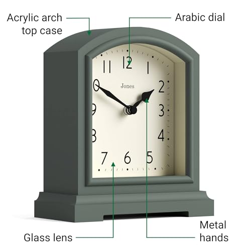 Modern Arch Top Mantel Clock - Asparagus Green Contemporary Desk Clock