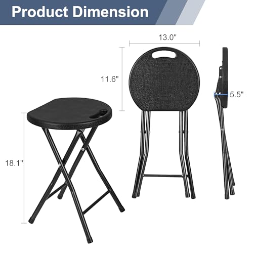 18-Inch Folding Stool with Handle, Heavy-Duty 500 lbs Capacity Portable Seat