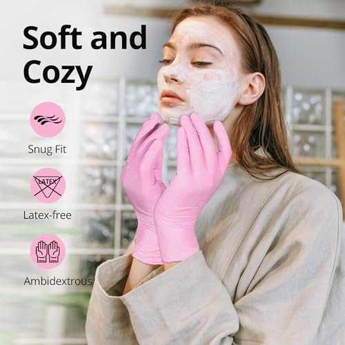 SwiftGrip Pink Nitrile Gloves 3-Mil Small Disposable 100-Ct Box