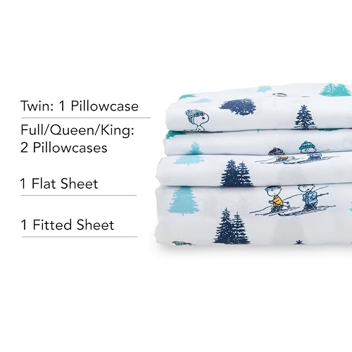 Snoopy Winter Wonderland King Size Microfiber Sheet Set - 4 Pieces