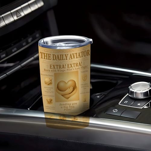 SNUGLYZEN Pilot Gift Tumbler 20oz - Aviation Travel Mug, Vintage Airplane Cup, Insulated Stainless Steel, Graduation & Retirement Gift for Men Women